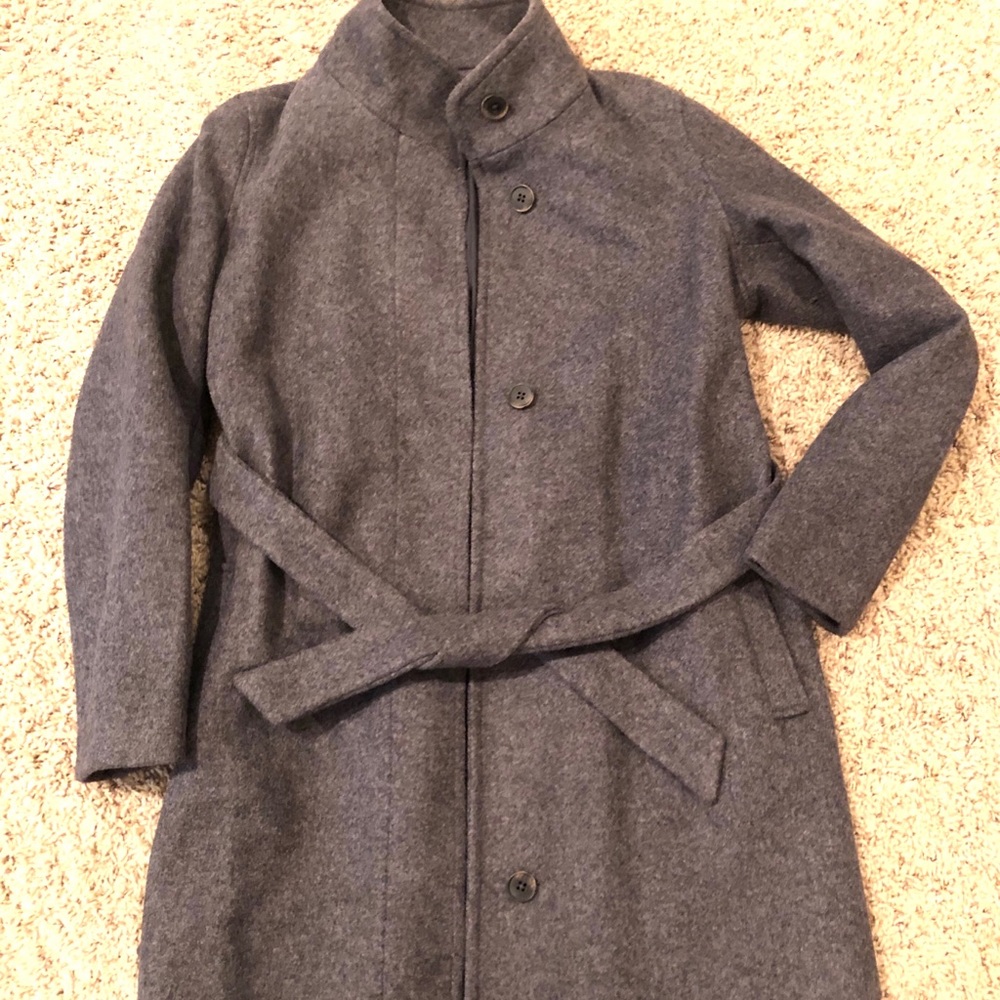 Maternity soft brushed funnel neck coat